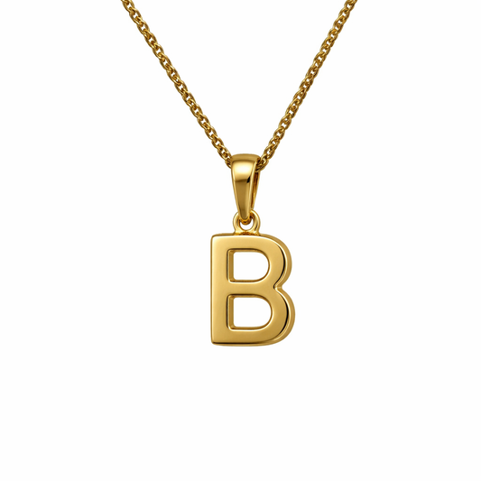 18K Yellow Gold Initial B Pendant 1.23gr