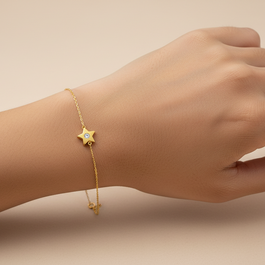 14K Yellow Gold Cubic Star Setting Bracelet