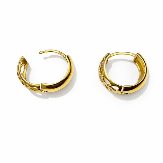 Yellow Gold Hoop with Design 18k 1.9gr