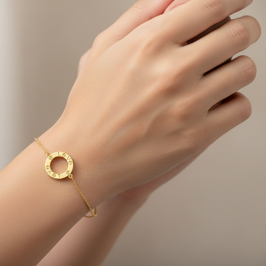 18K Yellow Gold With One Ring Engraving with LOVE Bracelet