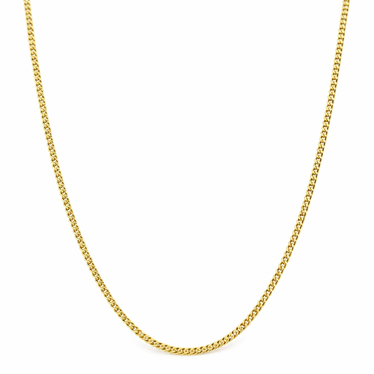 14K Yellow Gold Thin Cuban Link Gold Chain 17"