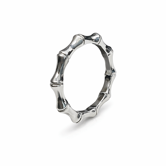 18K White Gold Bamboo Style Ring 1.53gr size 5