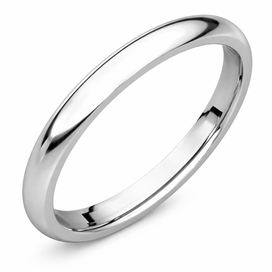 10K White Gold Half-Dome Comfort Band. 4mm