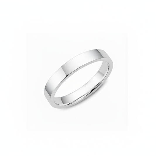 14K White Gold Flat Wedding Band