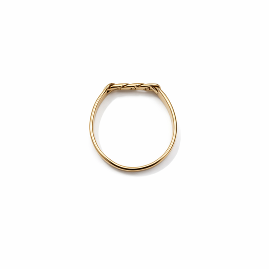 Yellow Gold Ring with Chain on Top 14k 4mm