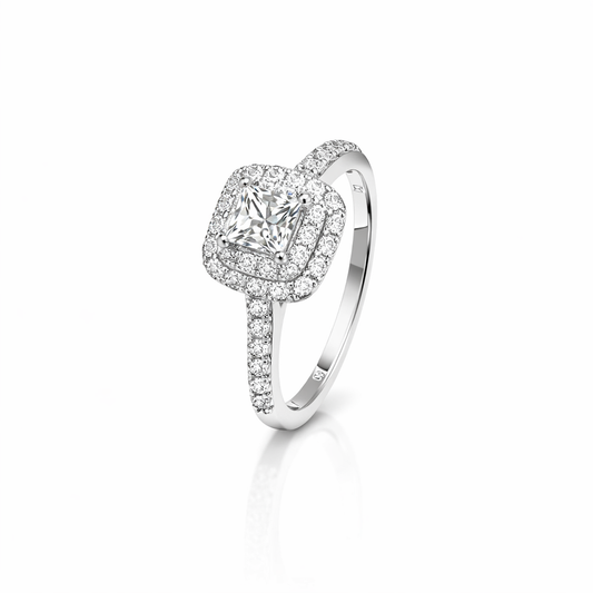 14K White Gold Halo Diamond Engagement Ring , TDW: 0.36 VS – SI GH