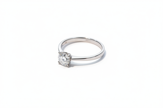 White Gold Solitaire Diamond Ring with two diamonds under setting, 14k TDW: 0.42 CT VS FG