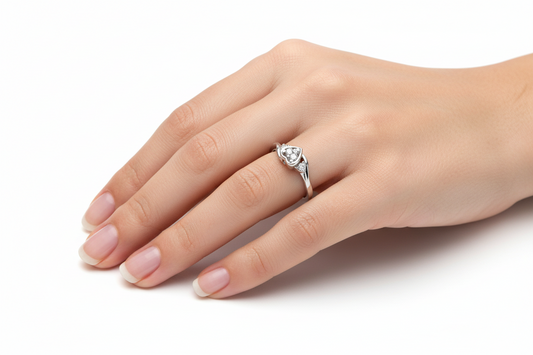 Sterling Silver Ring with Heart Shape 5 Cubics