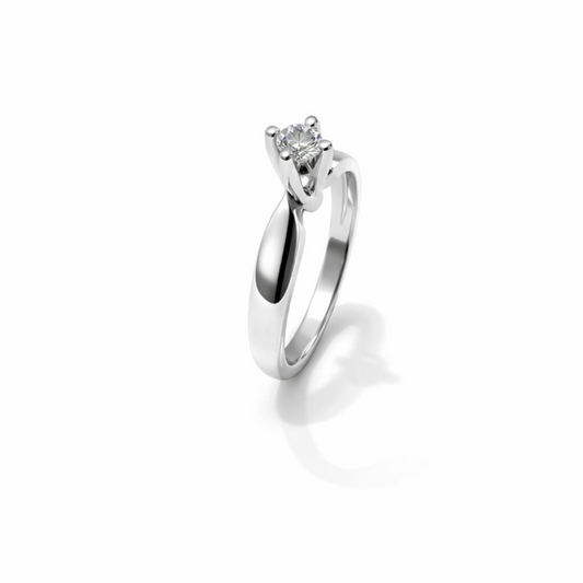 14K White Gold Solitaire Diamond Ring