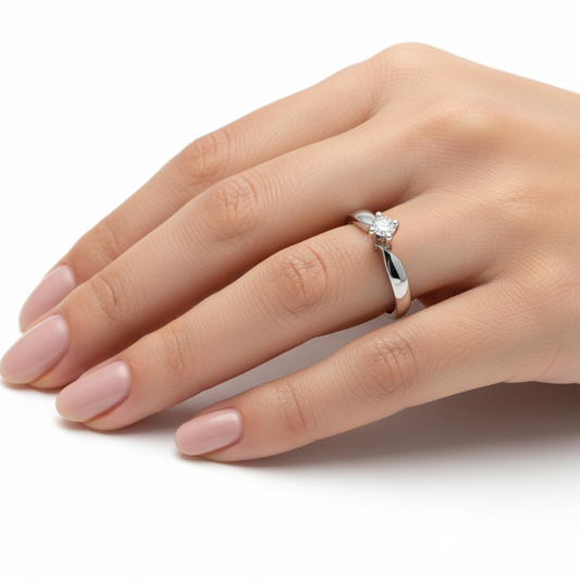 14K White Gold Solitaire Diamond Ring