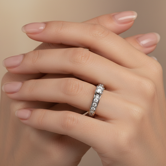 14K Two-Tone Gold Ring with Round Cut Natural Diamond Ring TDW :0.36ct SI2 GH