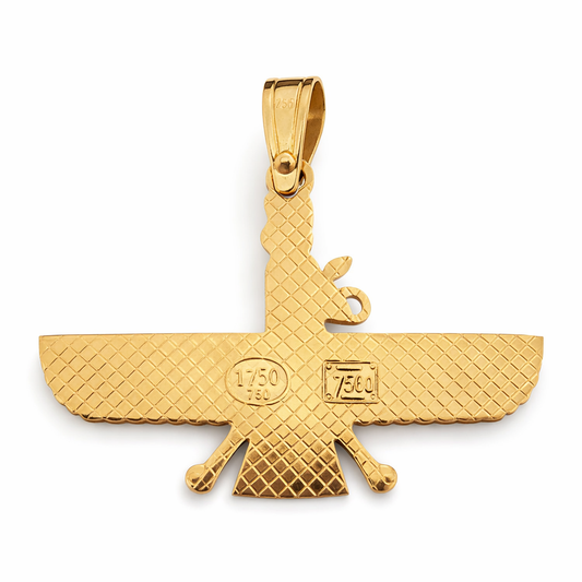 Yellow Gold Large Farvahar Pendant 18k