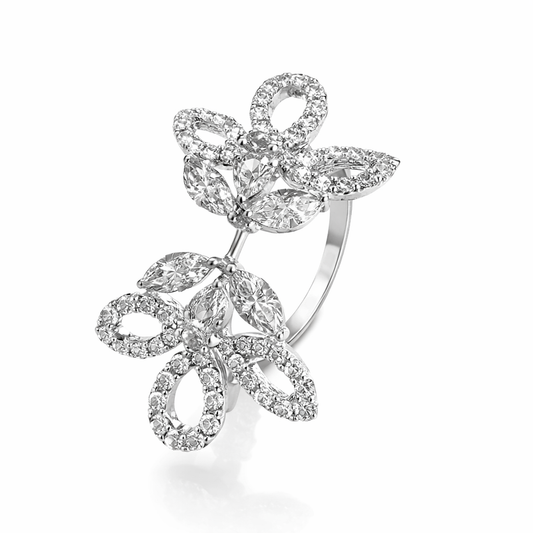 White Gold Diamond Butterfly Wing Ring with round and Marquise Diamonds TDW: 0.95ct VS,GH,18k