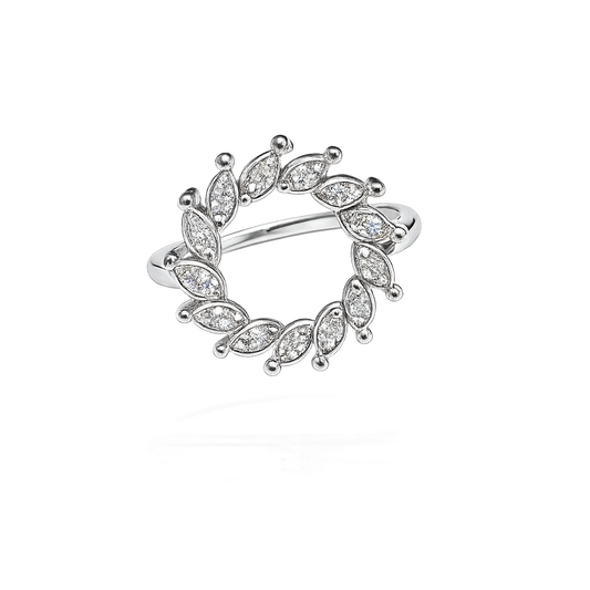 White Gold Floral Marquise Diamond Vine Eternity Band 14kTDW:0.14ct