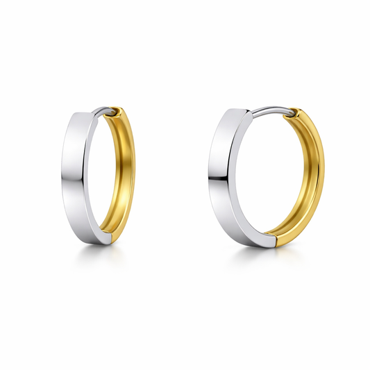 Two Tone Gold Hoop Earrings 10k