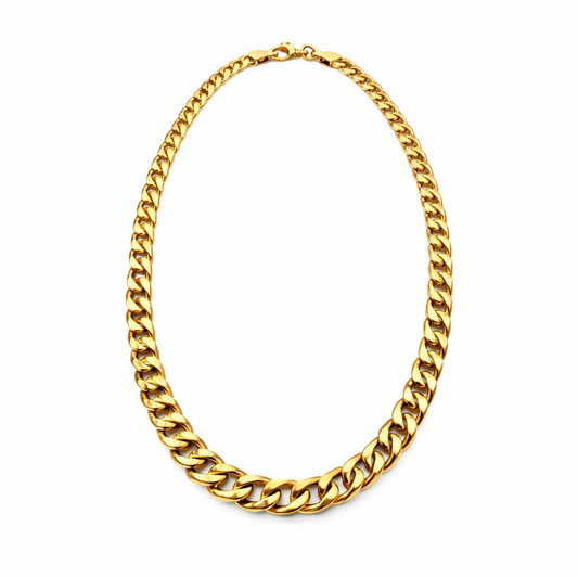 Yellow Gold Hollow Cuban Link Chain 18k, 21gr