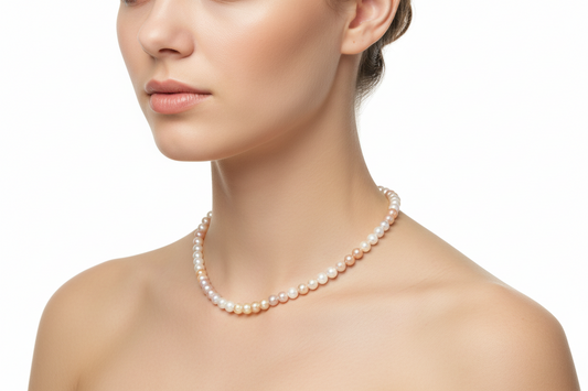 Fresh-water Pearl Necklace with Multicolor Pearls, 14k
