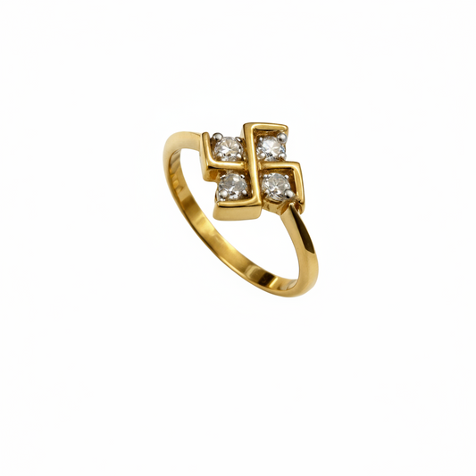 14K Yellow Gold Square Diamond Cluster Ring