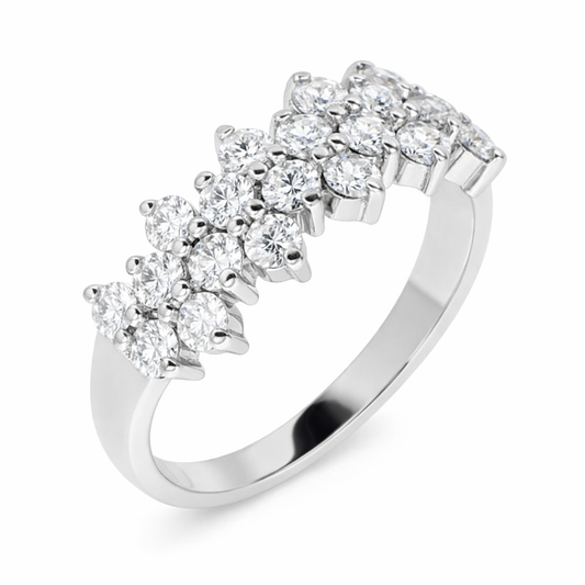 White Gold Cocktail White Gold Diamond Cluster Band Ring 14k, TDW: 0.4ct SI GH