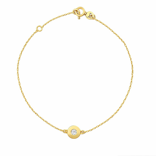 14K Yellow Gold CZ Circle Setting Bracelet