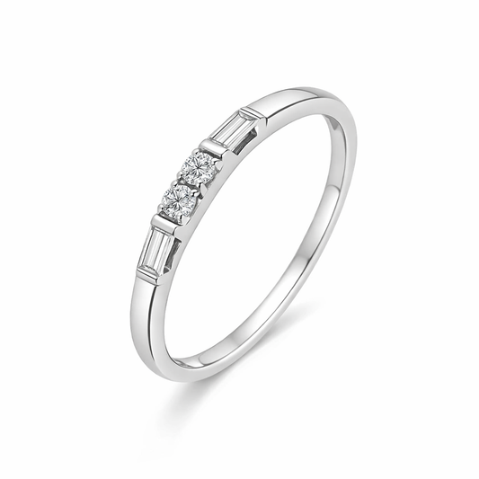 Vintage Platinum Round and Baguette Diamonds Channel-Set Eternity Band Ring