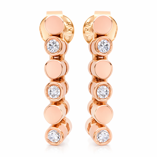 18K Yellow Gold Rolex Chain Diamond Earrings