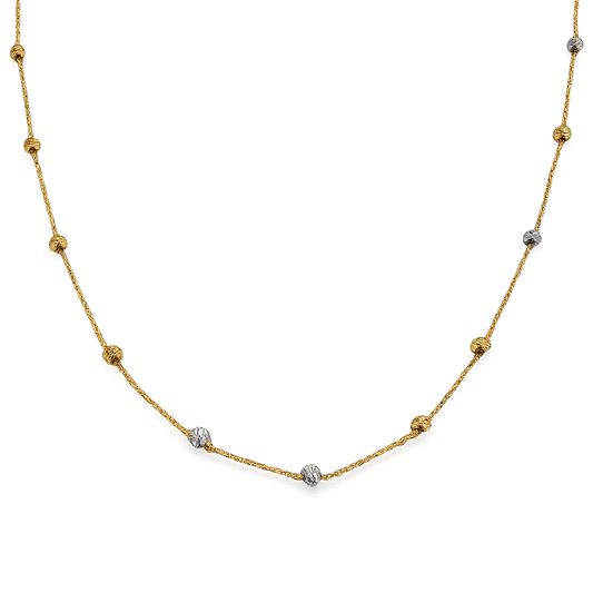 18K Two-tone Gold Bead Necklace