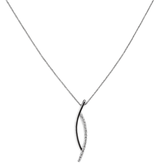 10K White Gold Open Bypass Diamond Pendant Necklace TDW: 0.19ct SI H