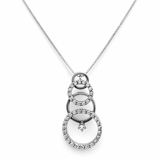 18K White Gold Bubble Drop Diamond Pendant Necklace 4.36gr TDW: 0.40ct SI H