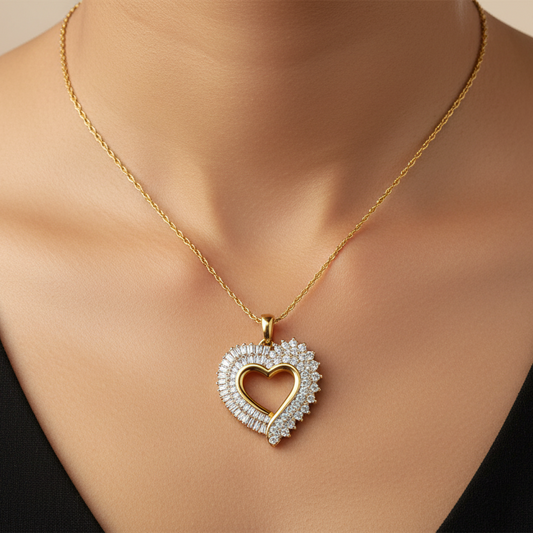 10K Yellow Gold Heart Pendant Diamond Accent TDW: 0.95ct SI HI