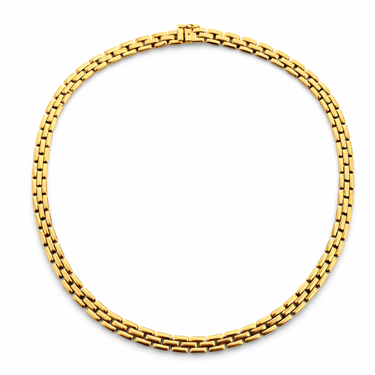 14K Yellow Gold Brick Link Chain Necklace