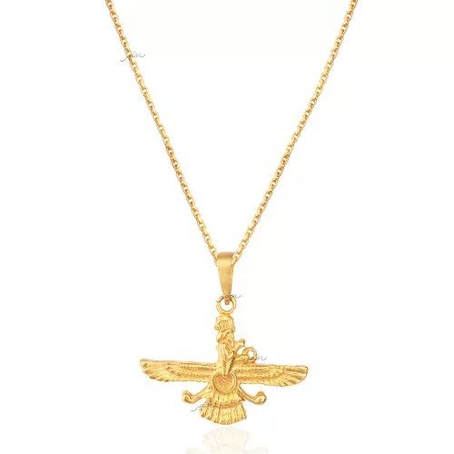 Yellow Gold Small Farvahar Pendent, 18k, 2.14gr