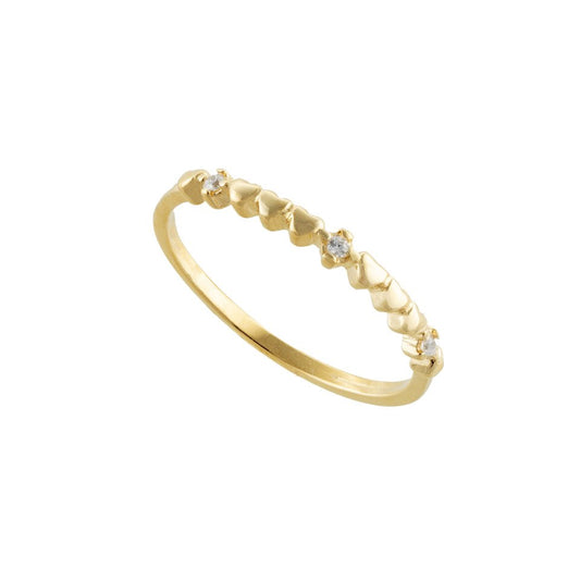 18K Yellow Gold Ring with small heart and Cubic Zirconia