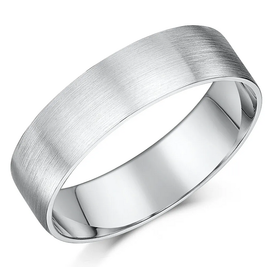 Sterling Silver Wedding  Flat Band, Matte Polish, 925, Size 5