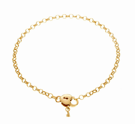 Yellow Gold Chain Bracelet, Round links, 18k, 7 1/2 Inches, 2.3gr