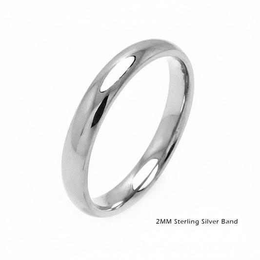 925 Sterling Silver Plain Wedding Band Round Ring