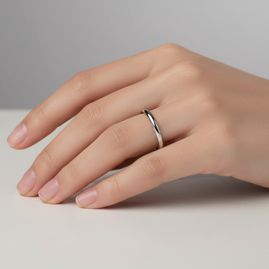 18K White Gold Thin Band