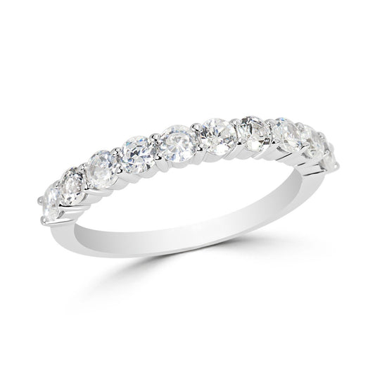 White Gold Ten Stone Single Gallery Diamond Band. 14k, TDW: 0.804ct, SI1-2, HJ