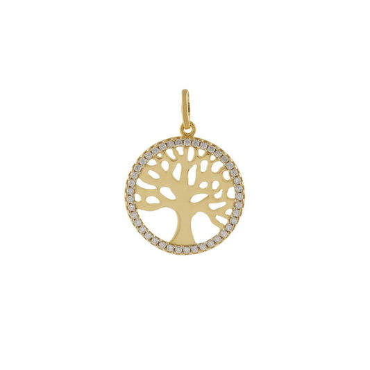 Yellow Gold Three of Life Pendent setting with Cubic Zirconia, 18k, 1.52gr