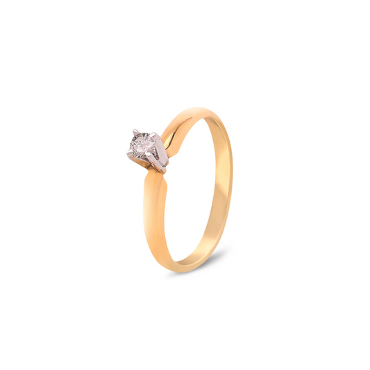 14K Yellow Gold High Set Solitaire Diamond Ring