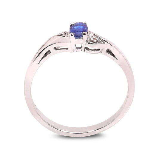 White Gold Thin Sapphire and Diamond Ring. 10k, S:0.25ct, TDW: 0.02ct