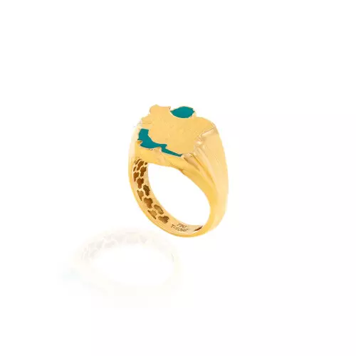 Yellow Gold Ring, Map of Iran, 18k, 4.87gr