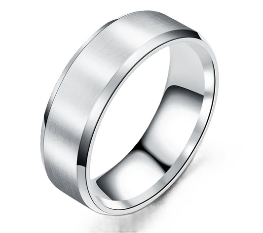 Sterling Silver Flat Band, 3 rows with a middle spinning part, 925, size 5