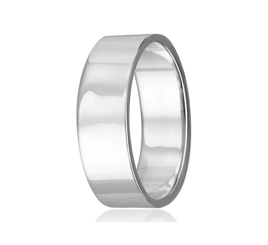 Sterling Silver 925 Plain Wedding Band Flat Ring 7mm