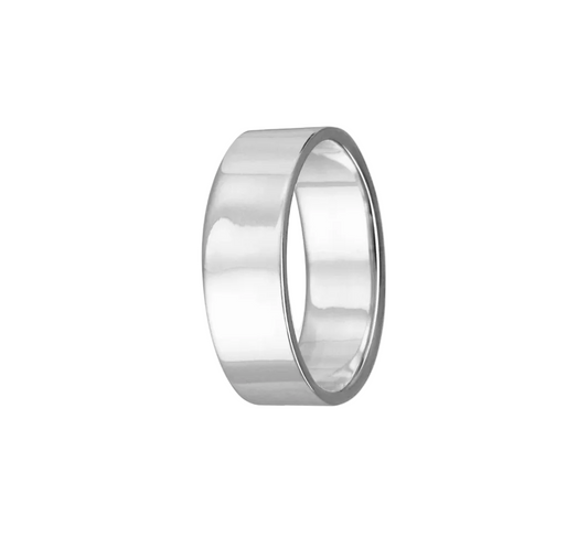 Sterling Silver 925 Plain Wedding Band Flat Ring 6mm
