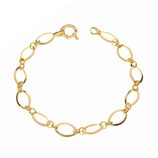 Yellow Gold Bracelet with big Oval Loops, 18k, 7 1/2 Inches, 3.17gr