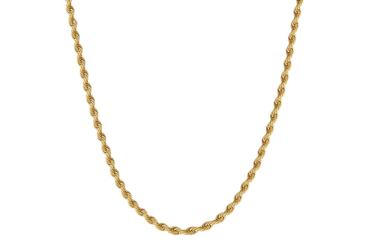 Yellow Gold Rope Chain, 18k, 20Inch, 9.26gr