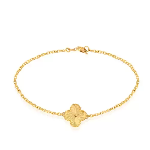 Yellow Gold Single Clover Chain Bracelet. 18k, 3.05gr