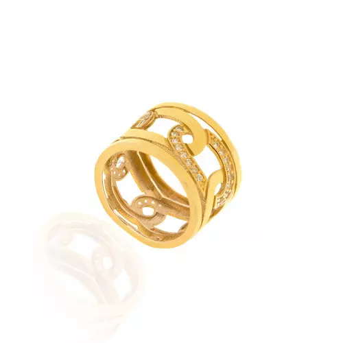Yellow Gold Wide Band ,Oval links style, 18k, 7.2gr, 14.5mm