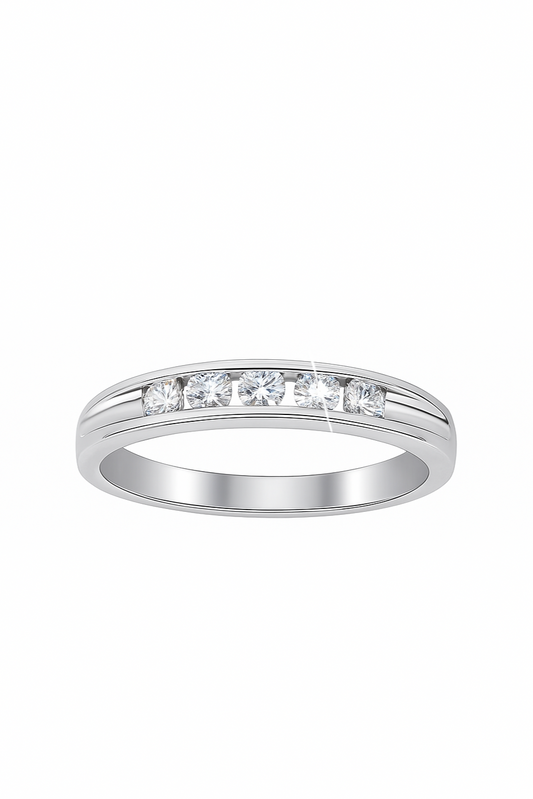 White Gold Band with 5 Diamonds, 14k, TDW: 0.15ct VS 1-2, G-H